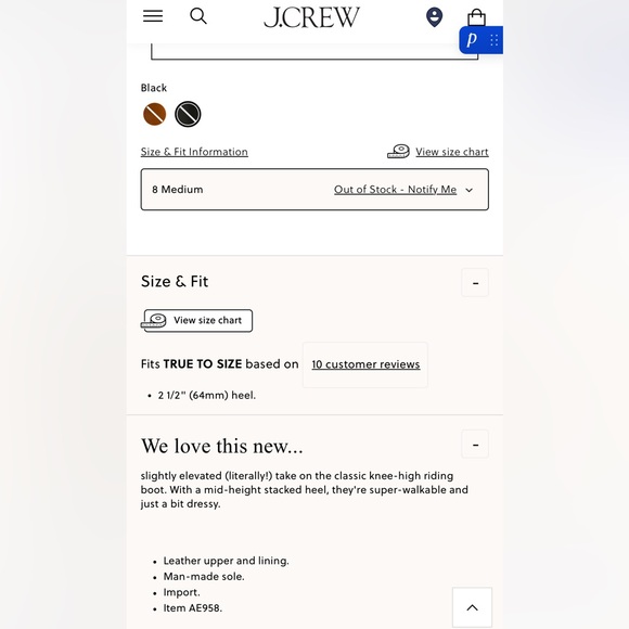 J. Crew Black Stack-heeled Leather Riding Boots - Picture 2 of 10